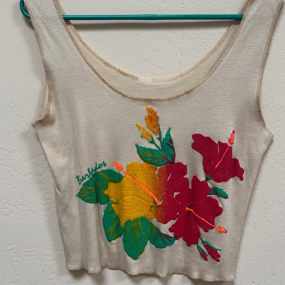 Vintage 1980’s Barbados & Hibiscus Puff Print